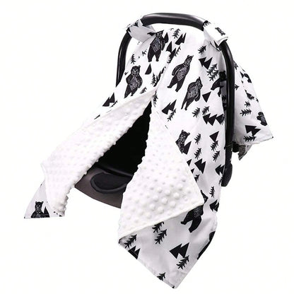 Carseat Covers Girl, Minky Infant Car Seat Cover Winter, Peekaboo Opening Car Seat Canopy, Multi-Use Carrier, Stroller, Nursing Cover