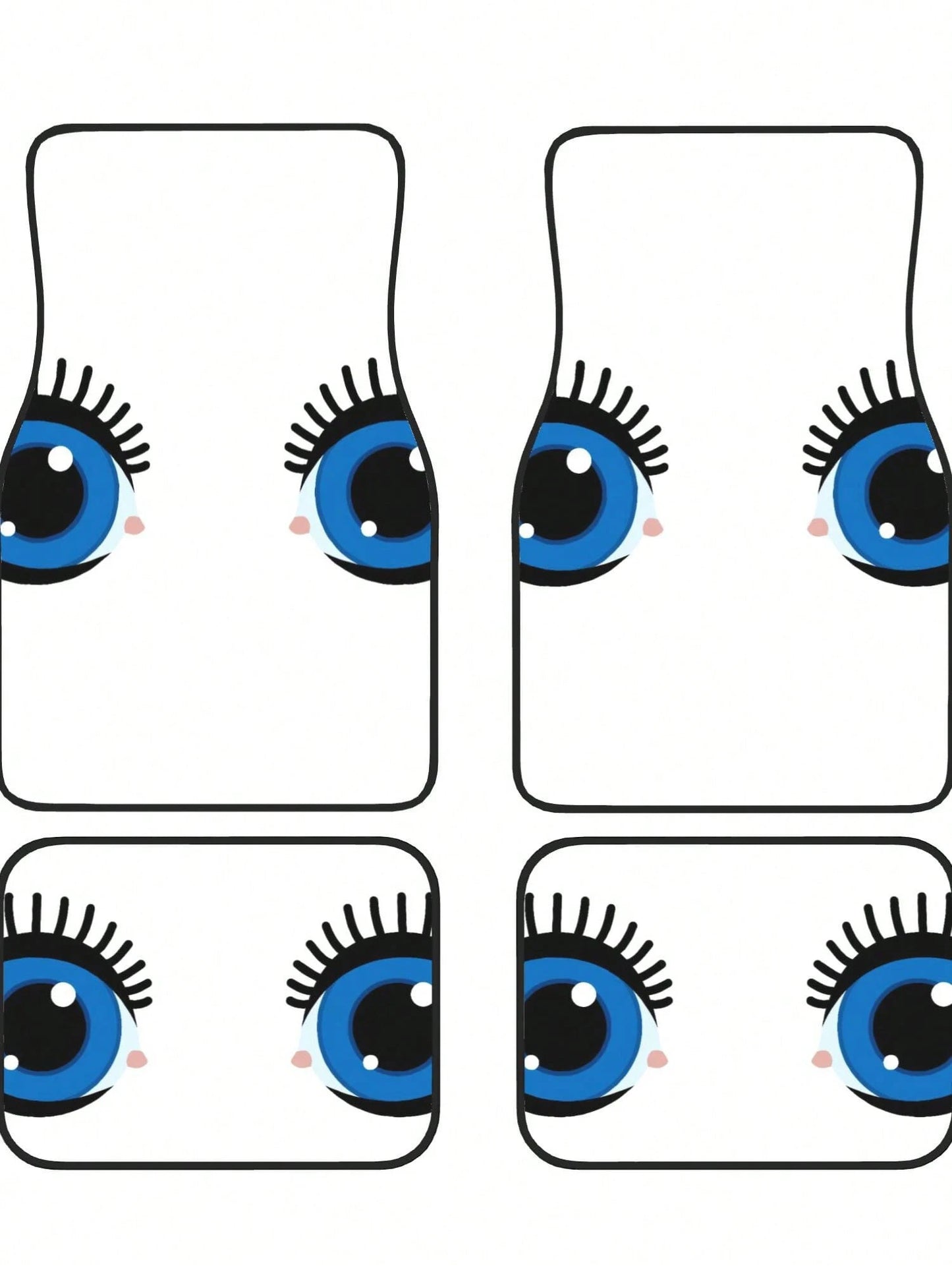 Cartoon Eyes With Lashes 4-Piece Custom Printed All-Weather Floor Mats- Universal Fit For Suv, Truck, Van| Easy Clean