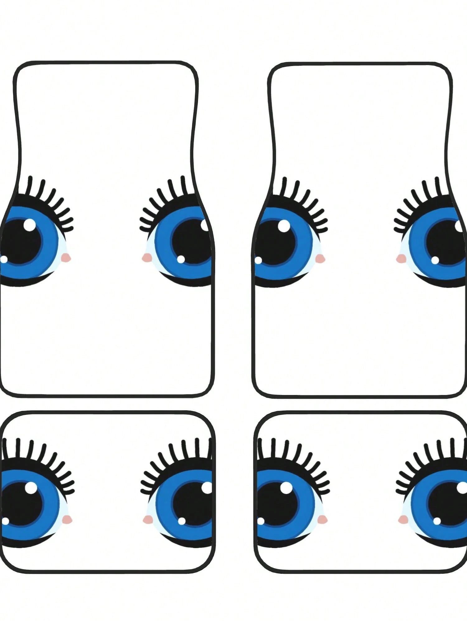 Cartoon Eyes With Lashes 4-Piece Custom Printed All-Weather Floor Mats- Universal Fit For Suv, Truck, Van| Easy Clean