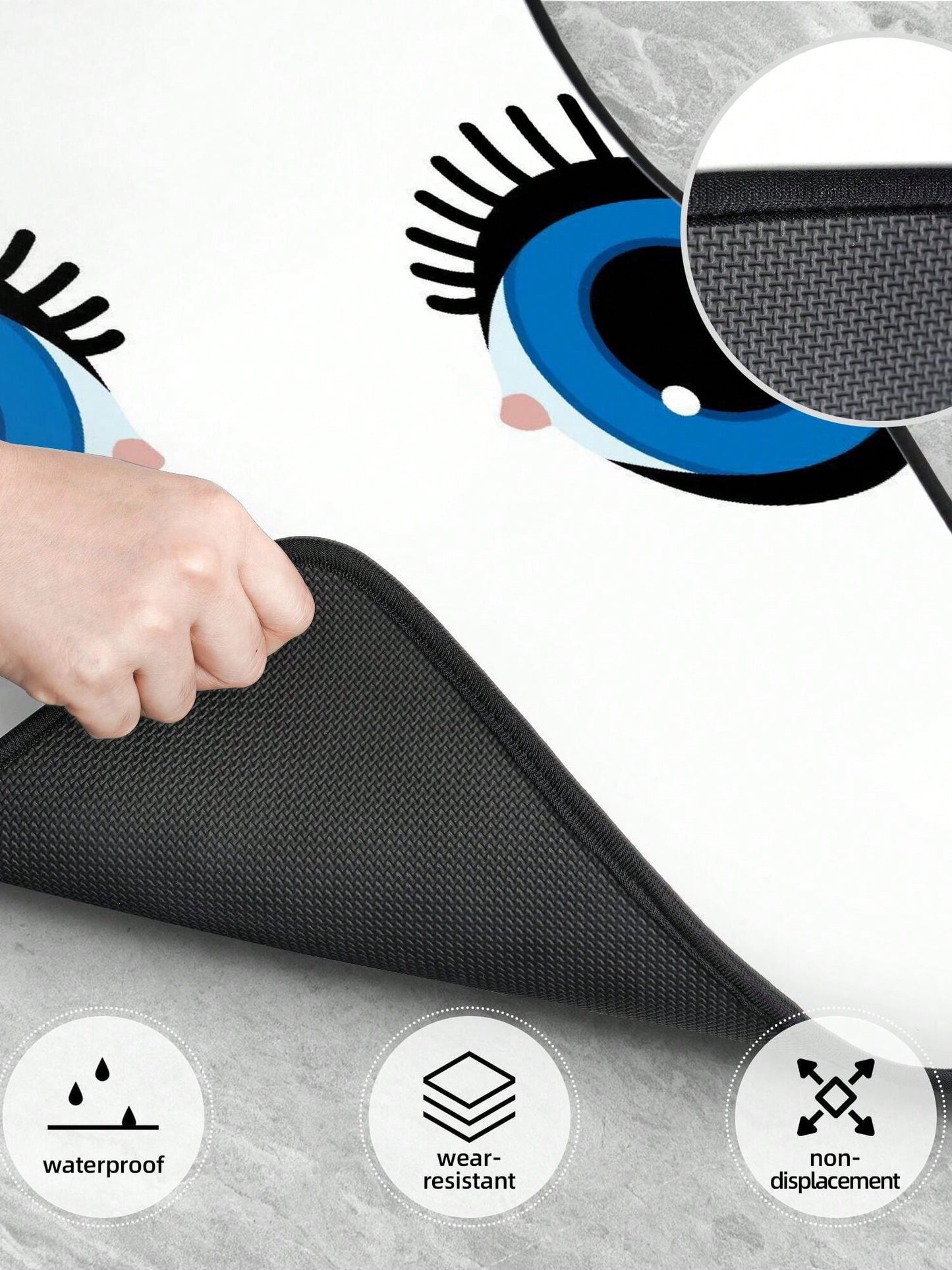 Cartoon Eyes With Lashes 4-Piece Custom Printed All-Weather Floor Mats- Universal Fit For Suv, Truck, Van| Easy Clean