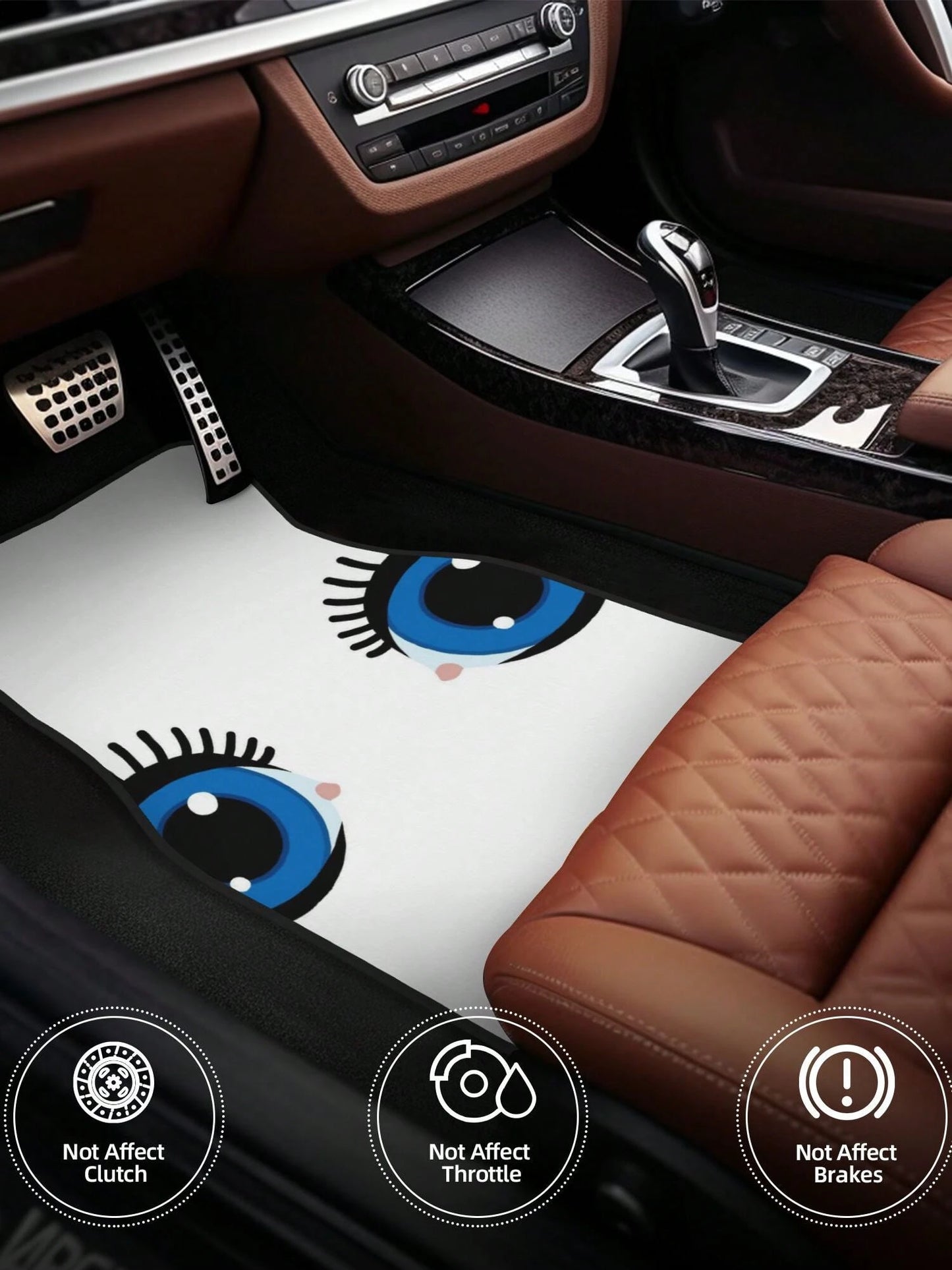 Cartoon Eyes With Lashes 4-Piece Custom Printed All-Weather Floor Mats- Universal Fit For Suv, Truck, Van| Easy Clean