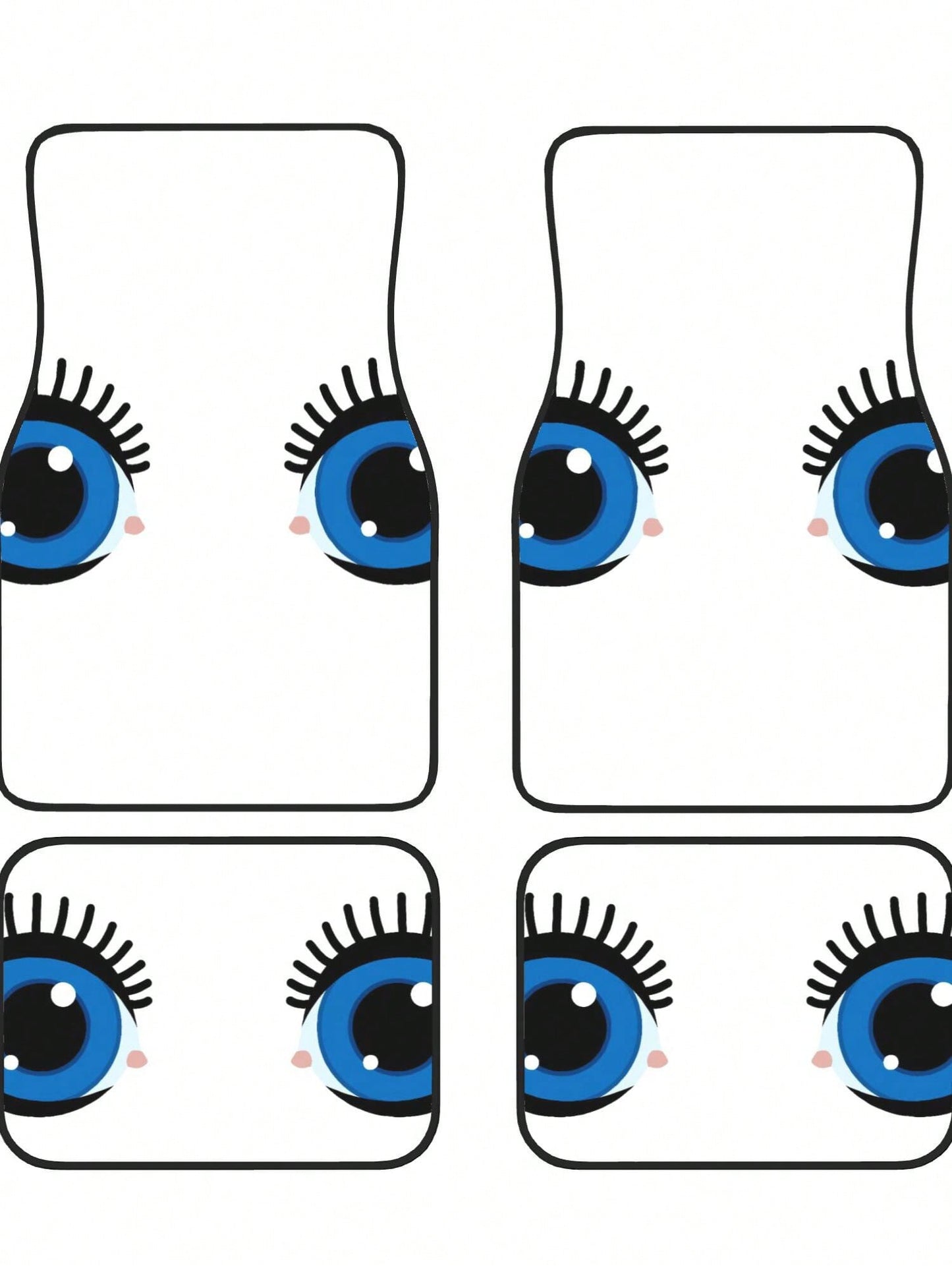 Cartoon Eyes With Lashes 4-Piece Custom Printed All-Weather Floor Mats- Universal Fit For Suv, Truck, Van| Easy Clean