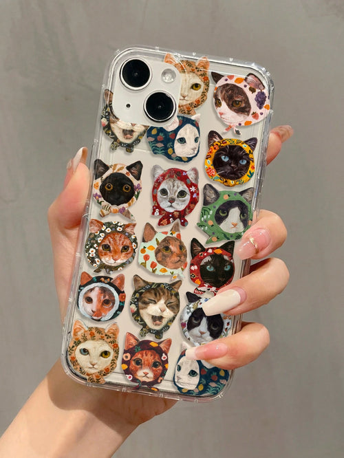 Cat Pattern TPU Shockproof 1pc Airbag Cat Pattern Full Coverage TPU Shockproof Phone Case Compatible With Apple 17, 16, 15, 14, 13, 12, 11 Pro Max, Series, International Version, Not The Domestic Vers