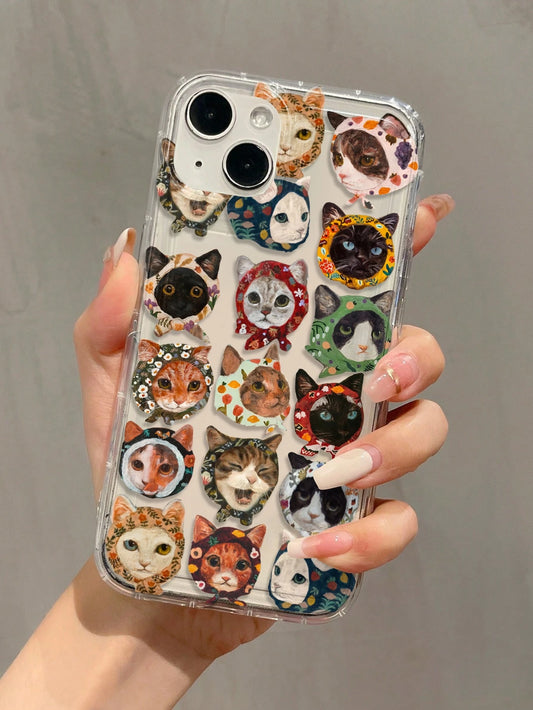 Cat Pattern TPU Shockproof 1pc Airbag Cat Pattern Full Coverage TPU Shockproof Phone Case Compatible With Apple 17, 16, 15, 14, 13, 12, 11 Pro Max, Series, International Version, Not The Domestic Vers