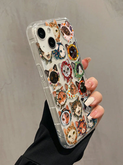 Cat Pattern TPU Shockproof 1pc Airbag Cat Pattern Full Coverage TPU Shockproof Phone Case Compatible With Apple 17, 16, 15, 14, 13, 12, 11 Pro Max, Series, International Version, Not The Domestic Vers