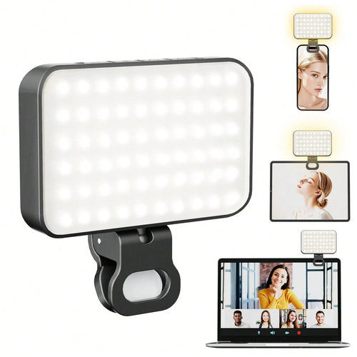 Clip-On Selfie Light For Phone & Laptop, Portable Rechargeable LED Fill Light With 3 Lighting Modes For Video Calls, Streaming, Makeup, Content Creation