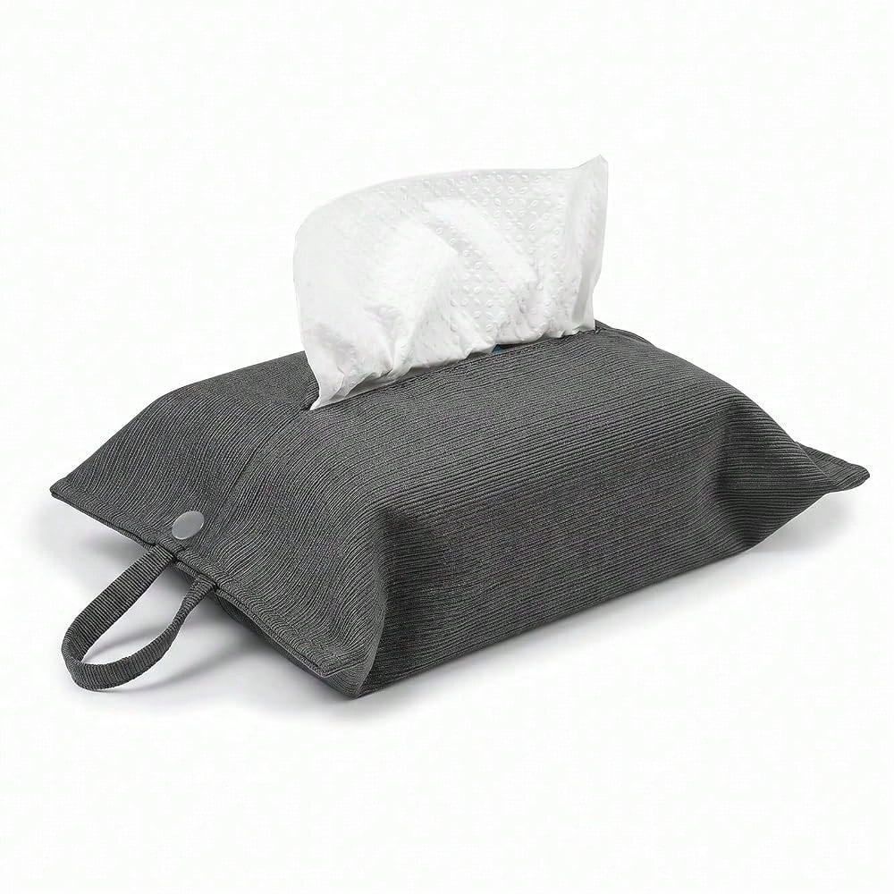 Cloth Tissue Cover, Toilet Paper Holder, Hang Paper Towel Holder For Car Home Office Desk Travel, Cotton Face Tissues Holder, Brushed Gray