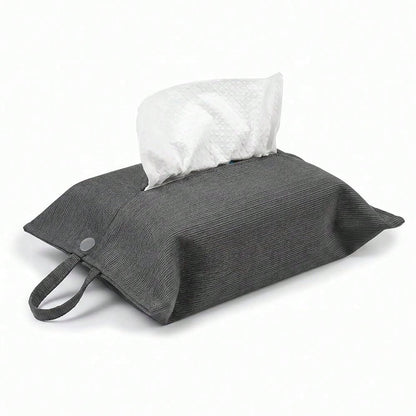 Cloth Tissue Cover, Toilet Paper Holder, Hang Paper Towel Holder For Car Home Office Desk Travel, Cotton Face Tissues Holder, Brushed Gray