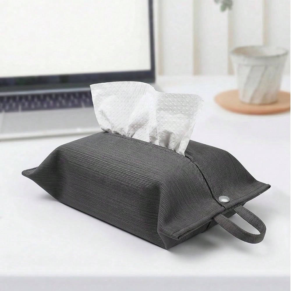 Cloth Tissue Cover, Toilet Paper Holder, Hang Paper Towel Holder For Car Home Office Desk Travel, Cotton Face Tissues Holder, Brushed Gray