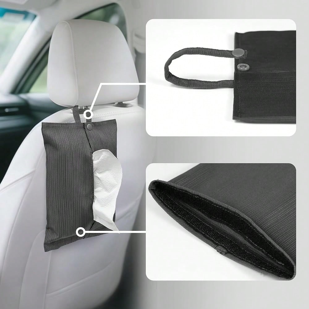Cloth Tissue Cover, Toilet Paper Holder, Hang Paper Towel Holder For Car Home Office Desk Travel, Cotton Face Tissues Holder, Brushed Gray