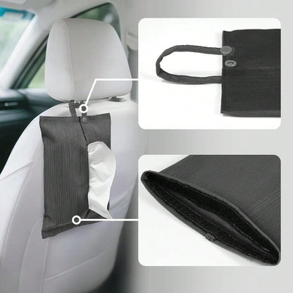 Cloth Tissue Cover, Toilet Paper Holder, Hang Paper Towel Holder For Car Home Office Desk Travel, Cotton Face Tissues Holder, Brushed Gray