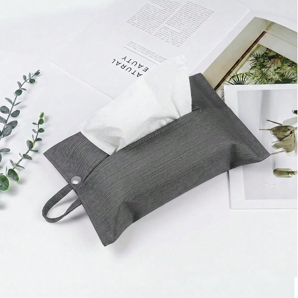 Cloth Tissue Cover, Toilet Paper Holder, Hang Paper Towel Holder For Car Home Office Desk Travel, Cotton Face Tissues Holder, Brushed Gray