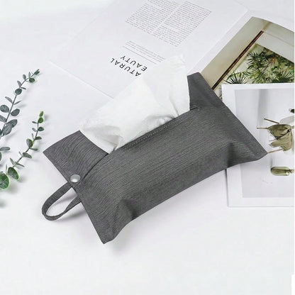 Cloth Tissue Cover, Toilet Paper Holder, Hang Paper Towel Holder For Car Home Office Desk Travel, Cotton Face Tissues Holder, Brushed Gray