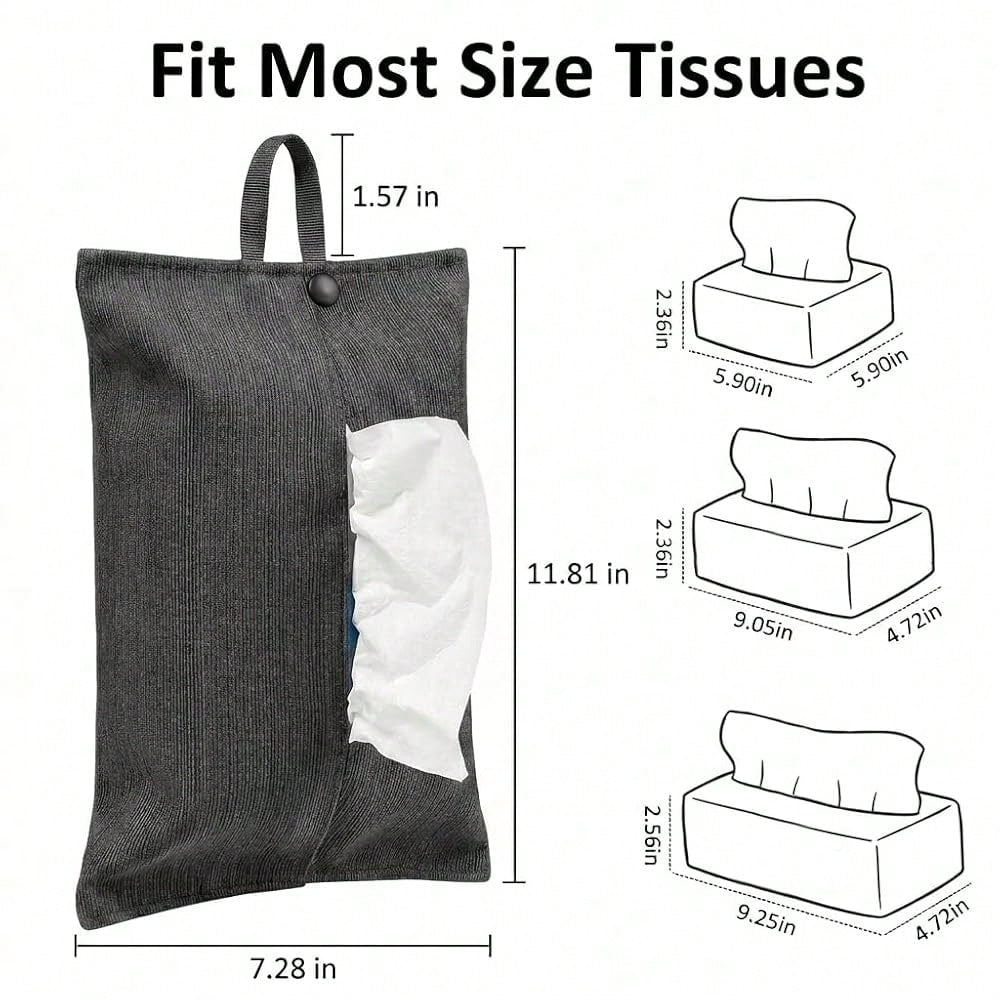 Cloth Tissue Cover, Toilet Paper Holder, Hang Paper Towel Holder For Car Home Office Desk Travel, Cotton Face Tissues Holder, Brushed Gray