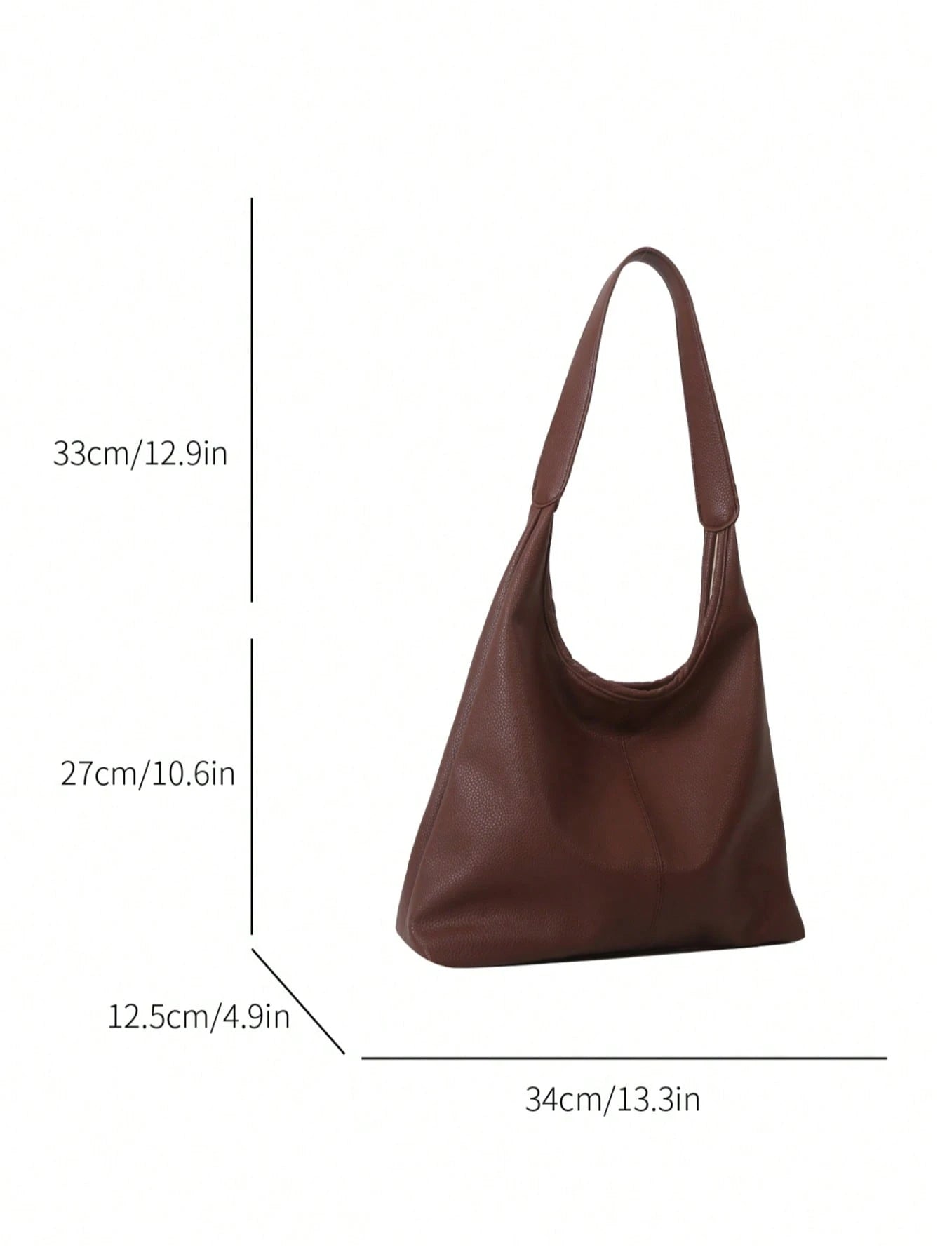 Coffee/Black Solid Color PU Large Capacity Magnetic Closure Casual Fashion Shoulder Tote Bag, Suitable For Daily Use By Girls