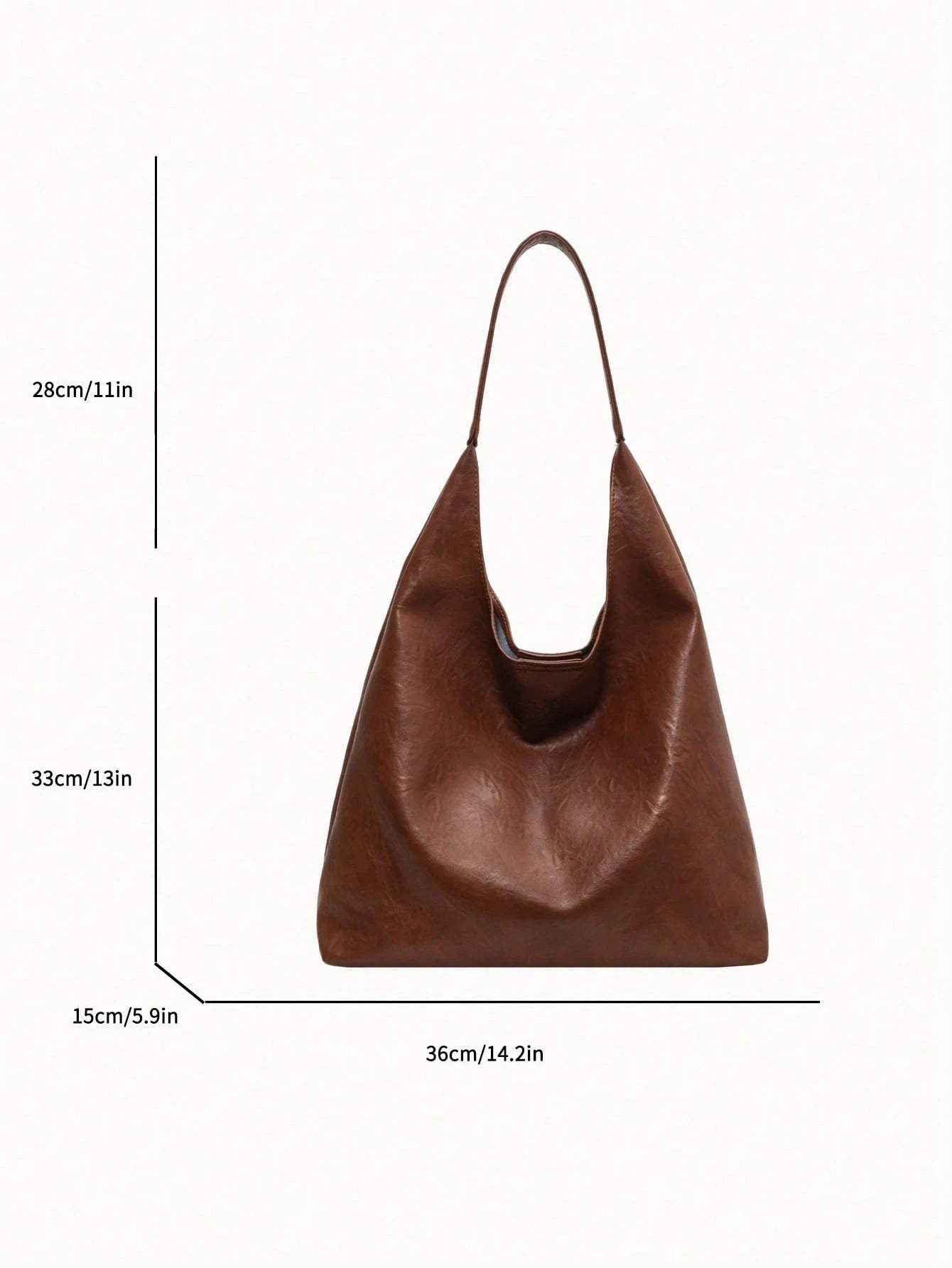 Coffee Brown Vintage Soft PU Tote Bag 2026 New Fashion Large Capacity Soft Bag Minimalist Solid Color Shoulder Bag With Inner Pouch Casual Versatile Women's Large Bag Suitable For Daily Use Commuting