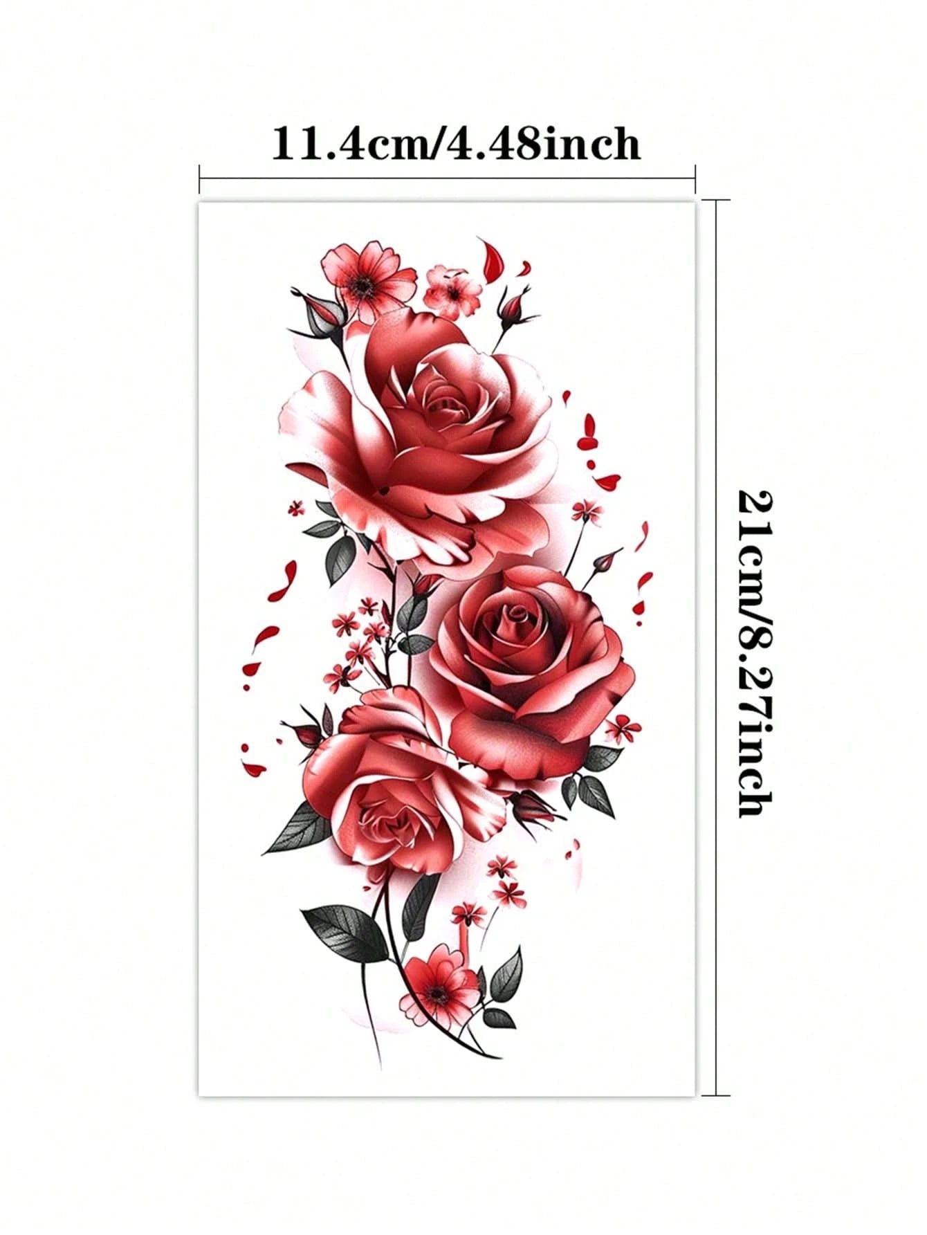 Colorful Butterfly Temporary Tattoo For Women, Vibrant Floral Rose Body Art Sticker, Romantic Nature Inspired Design, Waterproof Long Lasting Fake Tattoo, Aesthetic Arm Shoulder Thigh Tattoo Decals, C