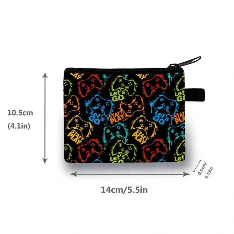 Cool Coin Purse, Gamers'Style, Wallet In Colourful,Festive Game Printed Wallet- Casual Style, Polyester Material Gamers'Style