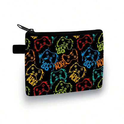 Cool Coin Purse, Gamers'Style, Wallet In Colourful,Festive Game Printed Wallet- Casual Style, Polyester Material Gamers'Style