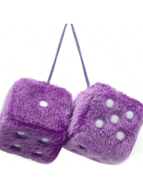 Couple Fuzzy Dice With Leather Dots Retro Car Mirror Hanging Accessories For Car Decoration