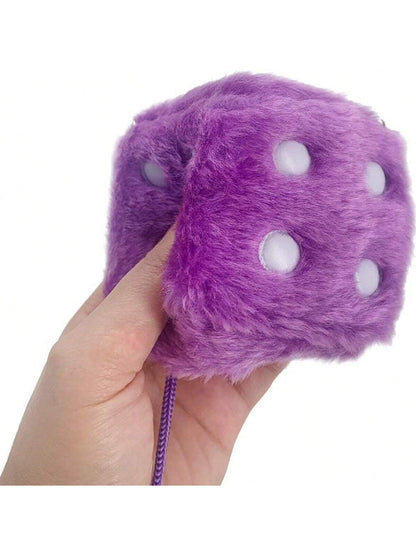 Couple Fuzzy Dice With Leather Dots Retro Car Mirror Hanging Accessories For Car Decoration