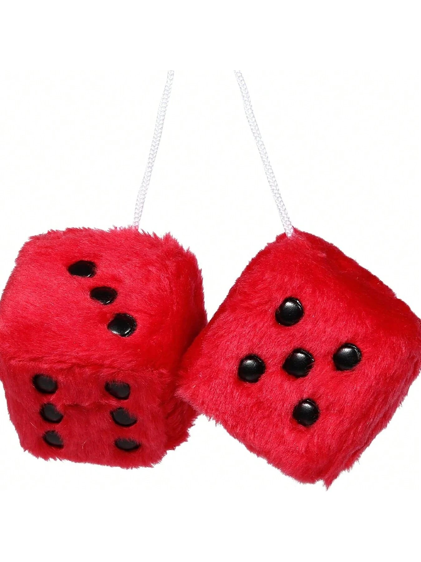 Couple Fuzzy Dice With Leather Dots Retro Car Mirror Hanging Accessories For Car Decoration