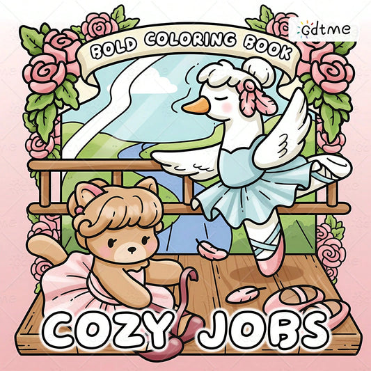 COZY JOBS Coloring Book For Adults & Kids, Bold & Easy, Minimalist Large Designs To Help You Relax, Includes Cute Drawing Book Comfortable Patterns (Bold & Easy To Color), Mother's Day Gift, Back To S