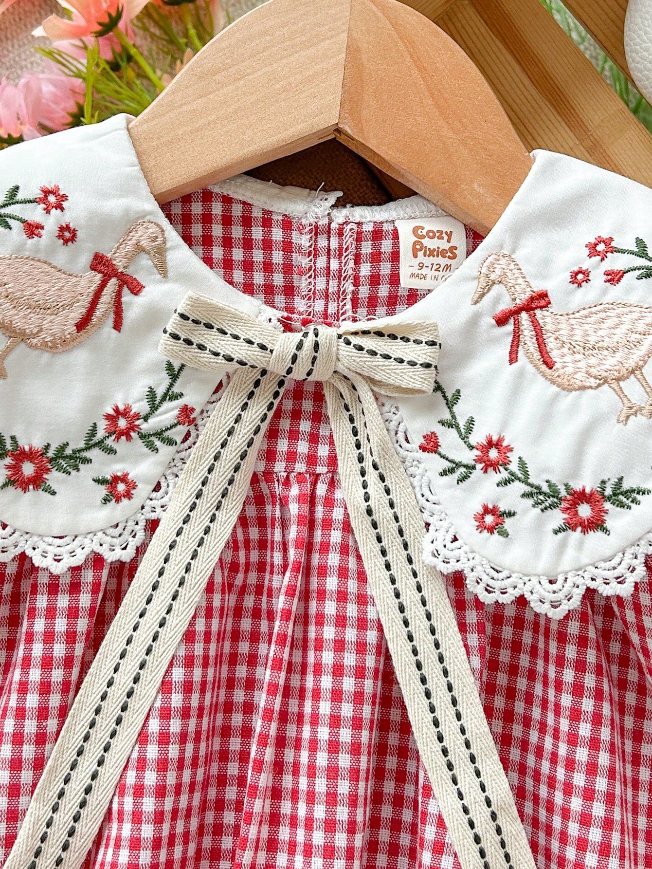 Cozy Pixies Baby Girls' Colorblock Ruffled Collar Plaid Puff Sleeve Casual Cute Dress