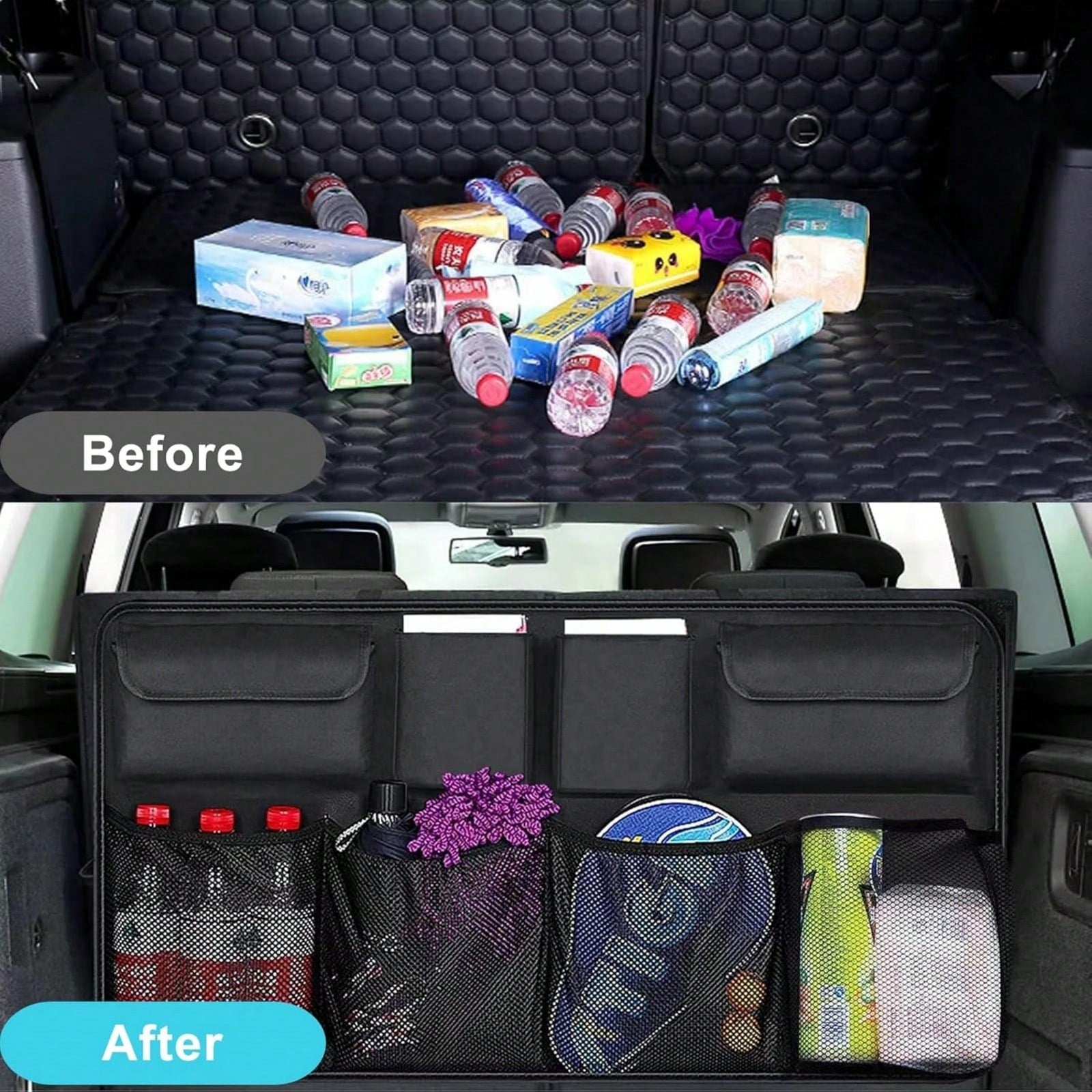 Create A Clean Interior Environment! 8 Black Storage Bags, Suitable For Many Car Models, Perfectly Combined With The Seat Back And Trunk, Saving Space!