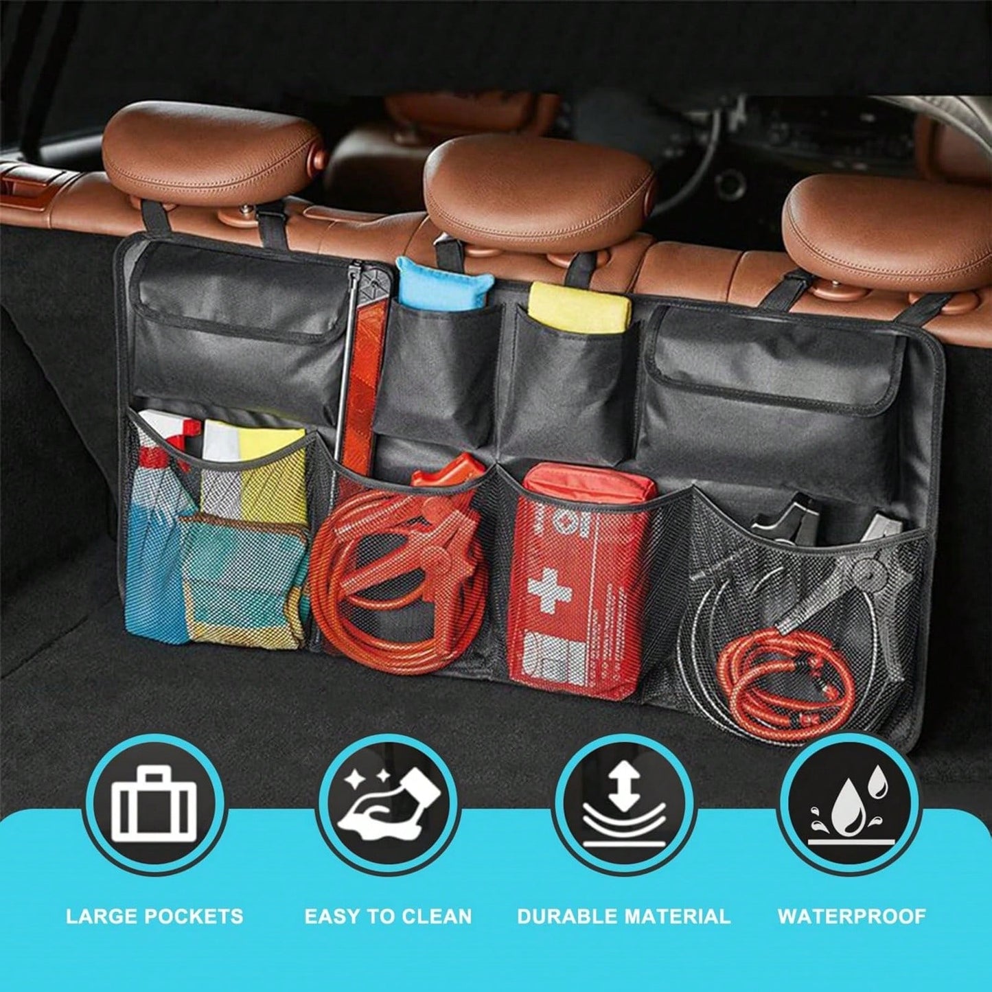 Create A Clean Interior Environment! 8 Black Storage Bags, Suitable For Many Car Models, Perfectly Combined With The Seat Back And Trunk, Saving Space!