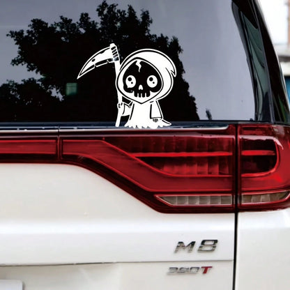 Creative Mini Grim Reaper Car Stickers- Cute Death Decals, Suitable For Rear Window Glass, Fuel Tank Cover, Side Windows And Scratch Cover, Waterproof, UV Resistant And Residue-Free