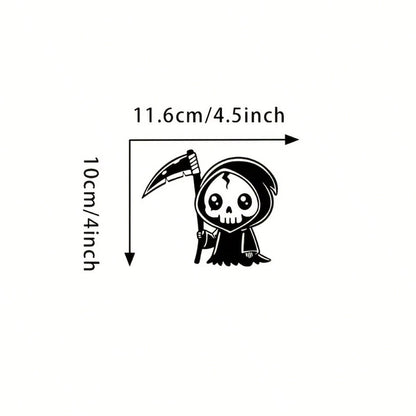 Creative Mini Grim Reaper Car Stickers- Cute Death Decals, Suitable For Rear Window Glass, Fuel Tank Cover, Side Windows And Scratch Cover, Waterproof, UV Resistant And Residue-Free