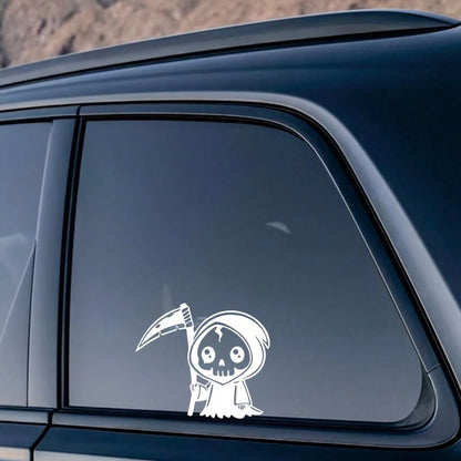 Creative Mini Grim Reaper Car Stickers- Cute Death Decals, Suitable For Rear Window Glass, Fuel Tank Cover, Side Windows And Scratch Cover, Waterproof, UV Resistant And Residue-Free