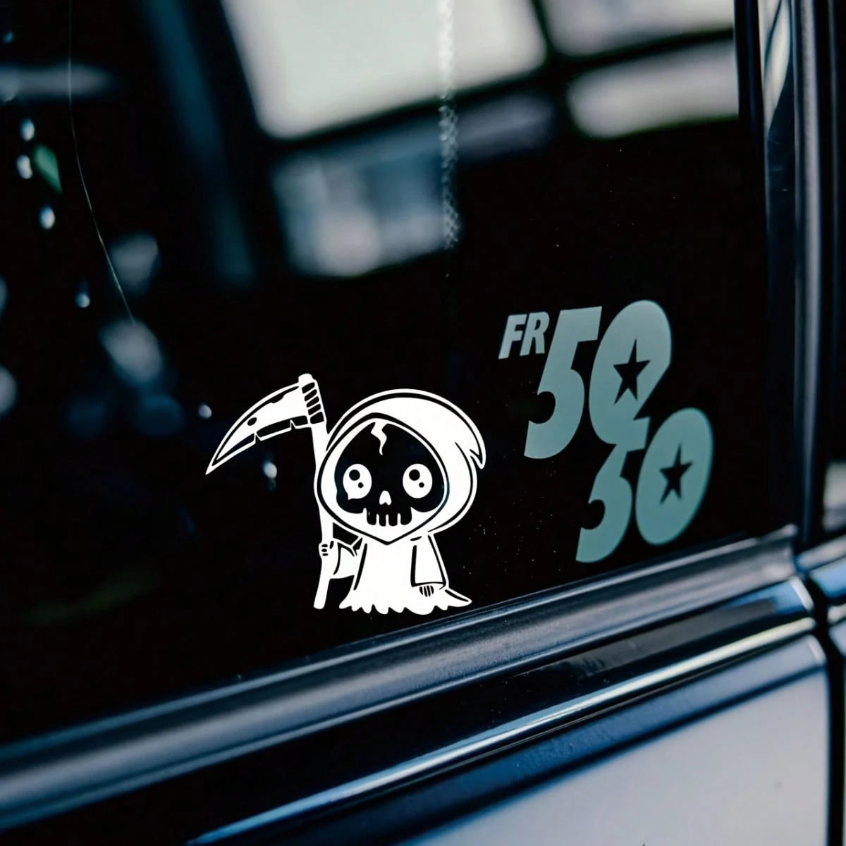 Creative Mini Grim Reaper Car Stickers- Cute Death Decals, Suitable For Rear Window Glass, Fuel Tank Cover, Side Windows And Scratch Cover, Waterproof, UV Resistant And Residue-Free