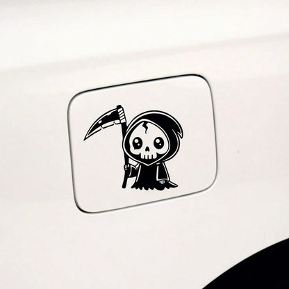 Creative Mini Grim Reaper Car Stickers- Cute Death Decals, Suitable For Rear Window Glass, Fuel Tank Cover, Side Windows And Scratch Cover, Waterproof, UV Resistant And Residue-Free