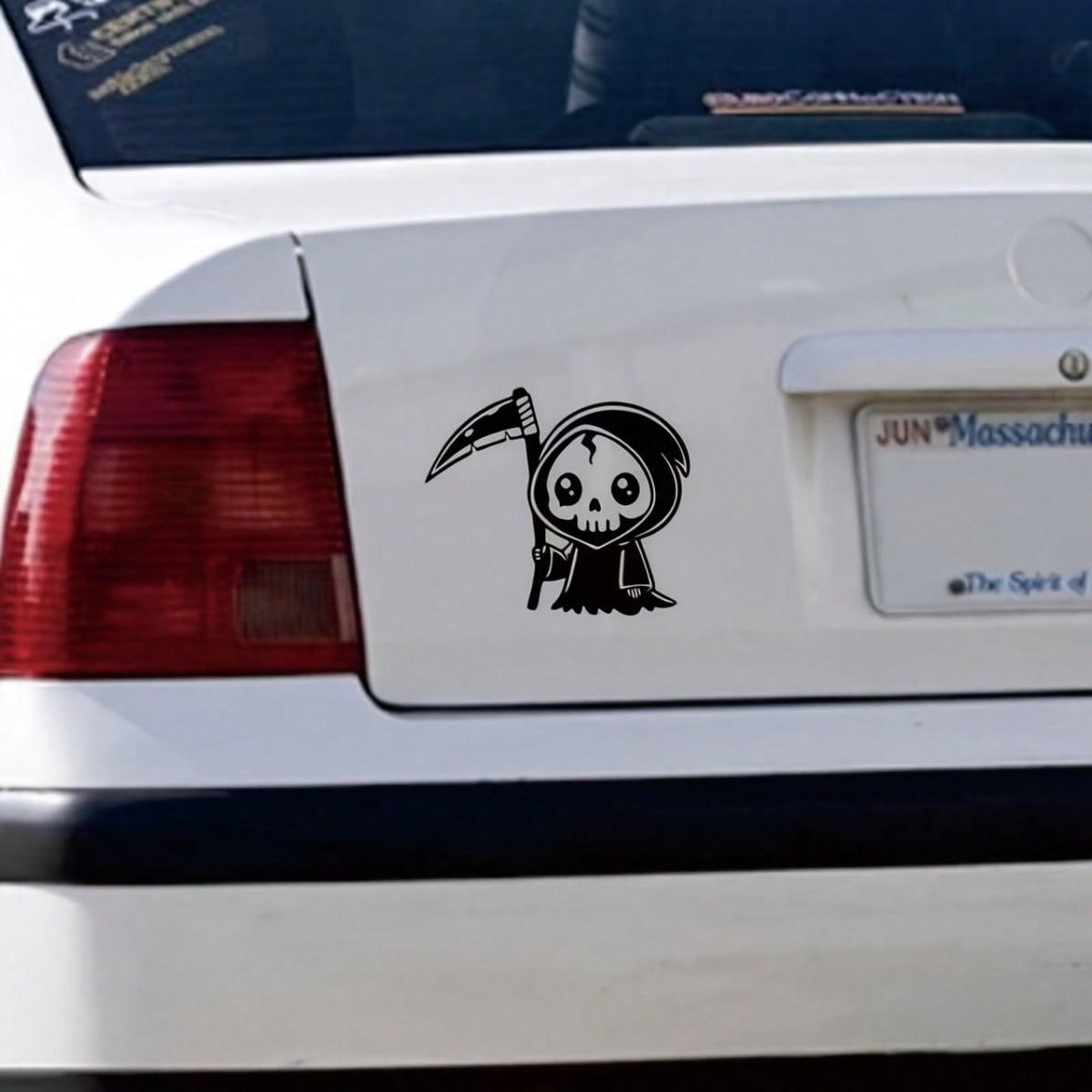 Creative Mini Grim Reaper Car Stickers- Cute Death Decals, Suitable For Rear Window Glass, Fuel Tank Cover, Side Windows And Scratch Cover, Waterproof, UV Resistant And Residue-Free
