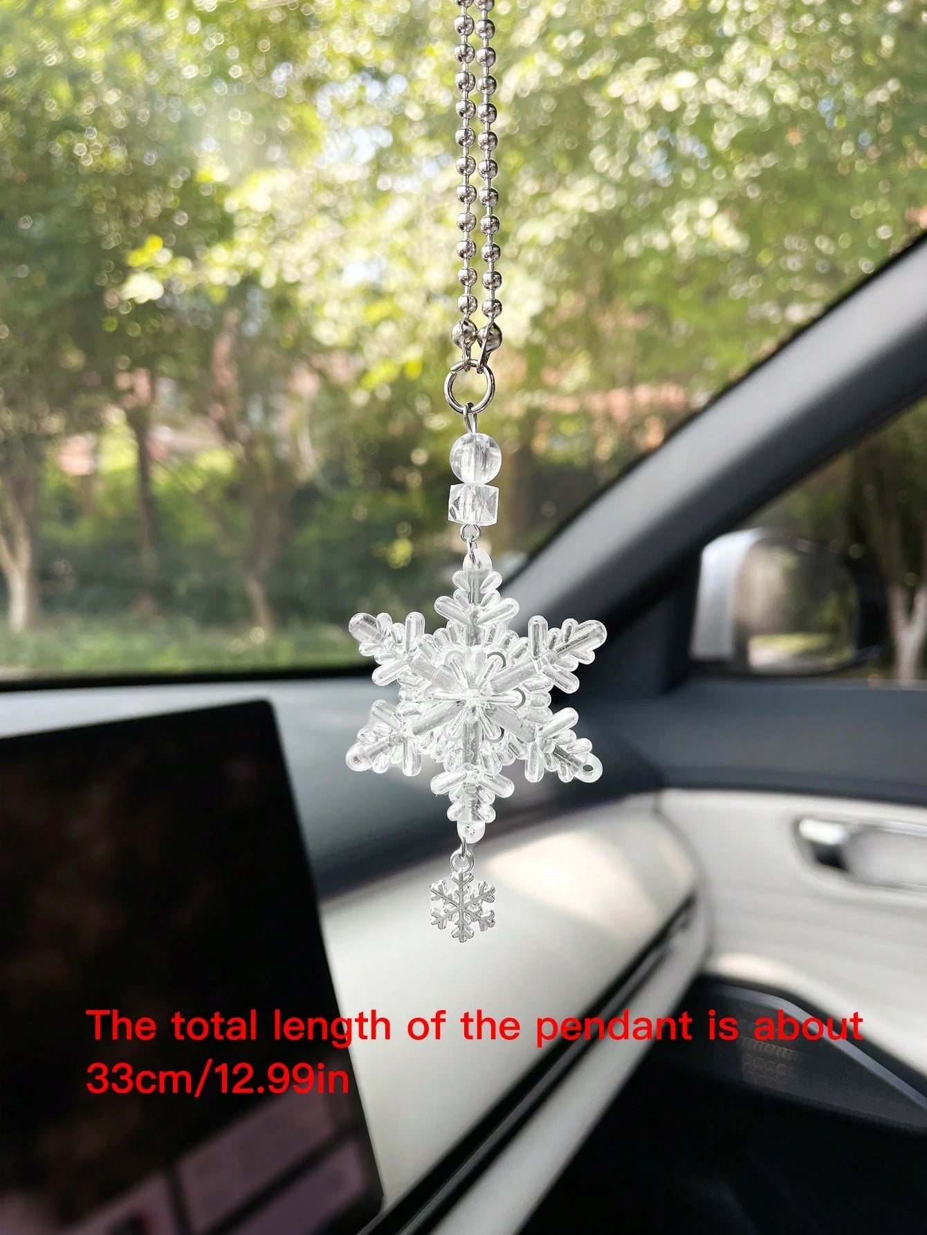Creative Snowflake Car Hanging Ornament, Car Interior Hanging Decor, Car Decoration Pendant, Rearview Mirror Hanging Ornament