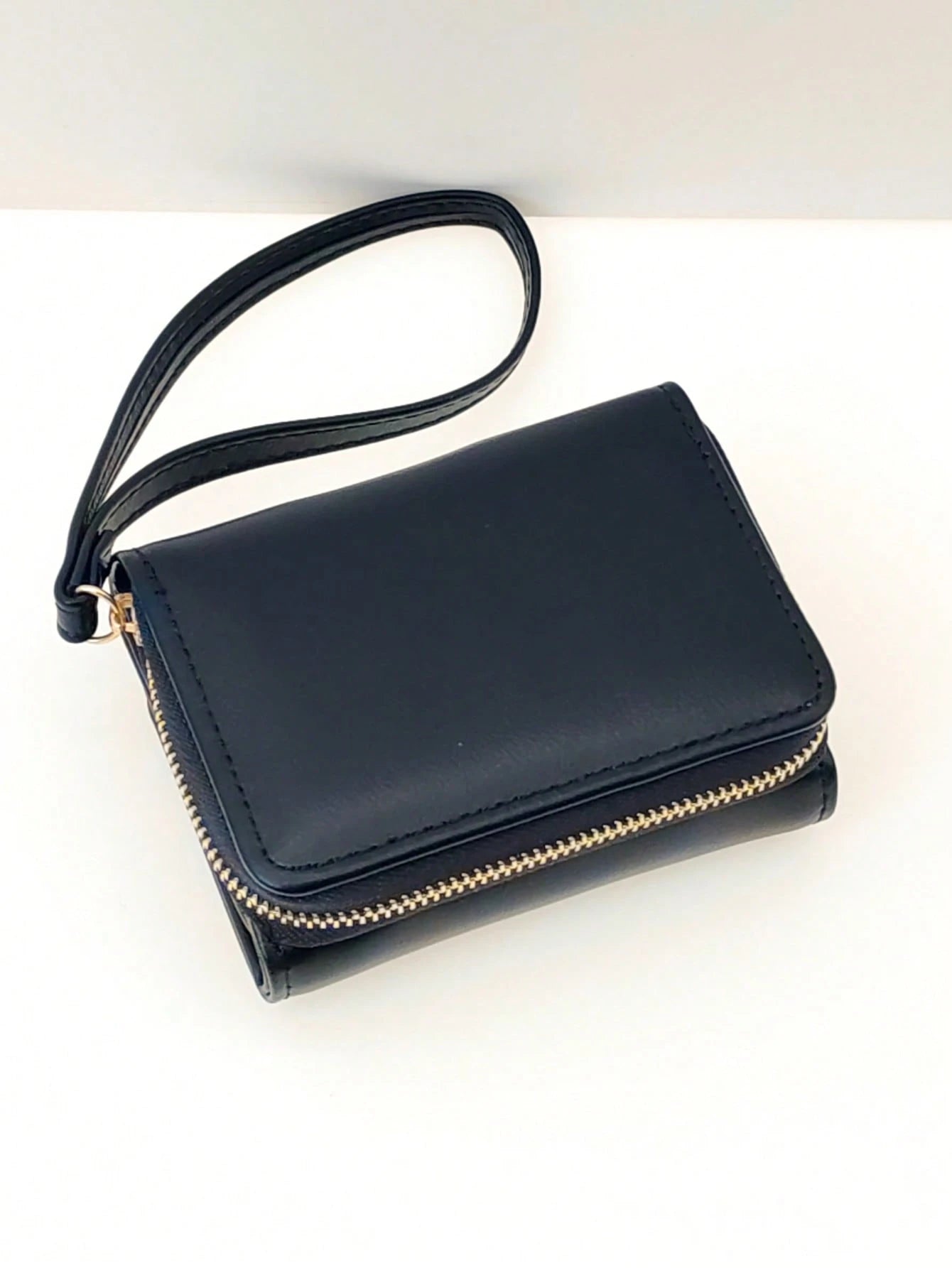 Cute Foldable Short PU Leather Wallet, Fashionable Young Women's Zipper Large Capacity Card Holder Coin Purse
