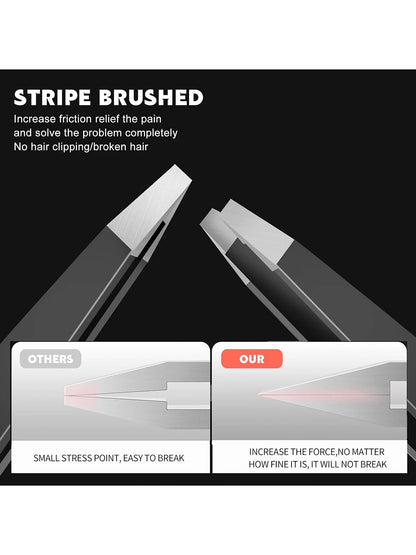 CYBear Pointed Tweezers For Women Facial Hair, NO Gaps Precision Tweezers For Eyebrows, Chin Hair,Ingrown Hair, Splinters, Glass Removal(Black),Makeup,Cheap,Room Decor,Vanity,Travel,Bedroom,Makeup Acc