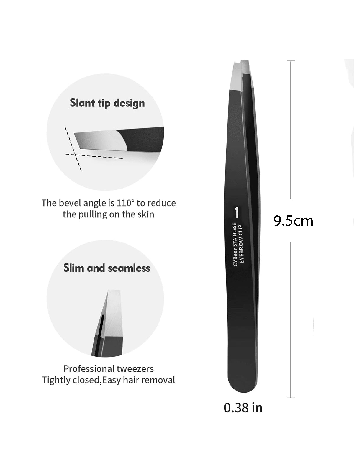CYBear Pointed Tweezers For Women Facial Hair, NO Gaps Precision Tweezers For Eyebrows, Chin Hair,Ingrown Hair, Splinters, Glass Removal(Black),Makeup,Cheap,Room Decor,Vanity,Travel,Bedroom,Makeup Acc