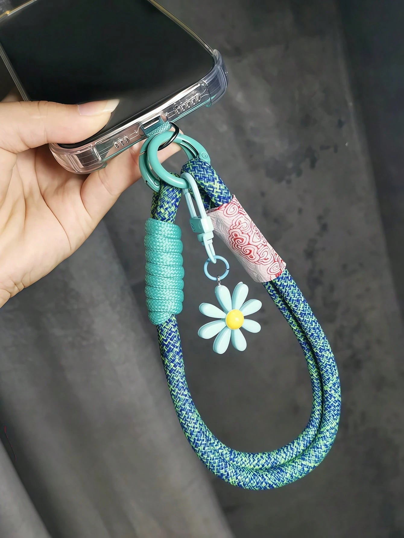 Daisy Decorative Lanyard, Cute Woven Wrist Strap, Unisex Phone Anti-Lost String, Phone Cord With Clip