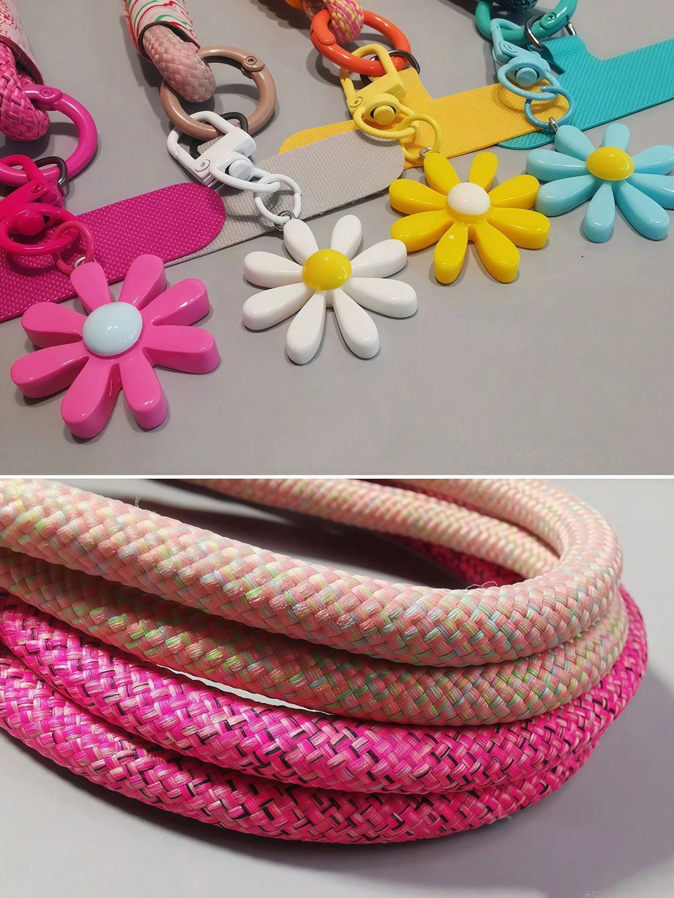 Daisy Decorative Lanyard, Cute Woven Wrist Strap, Unisex Phone Anti-Lost String, Phone Cord With Clip
