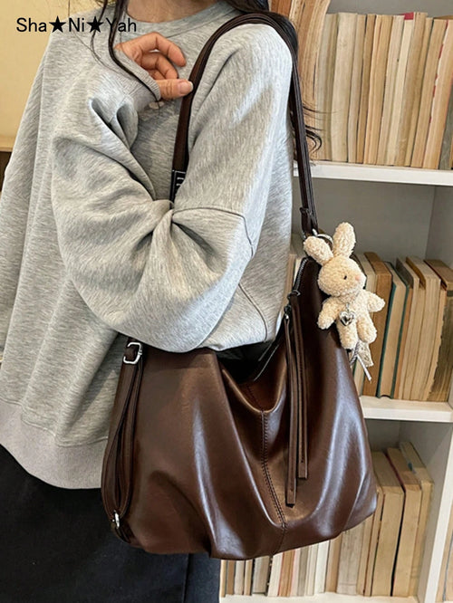 DAZY 2026 New Korean Style Fashion Versatile Vintage Underarm Bag, Women's Casual Tote Bag Large Capacity Shoulder Bag, Suitable For Shopping, Party, Travel, Gift (No Accessories Included)