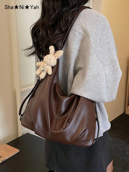 DAZY 2026 New Korean Style Fashion Versatile Vintage Underarm Bag, Women's Casual Tote Bag Large Capacity Shoulder Bag, Suitable For Shopping, Party, Travel, Gift (No Accessories Included)