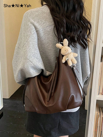 DAZY 2026 New Korean Style Fashion Versatile Vintage Underarm Bag, Women's Casual Tote Bag Large Capacity Shoulder Bag, Suitable For Shopping, Party, Travel, Gift (No Accessories Included)