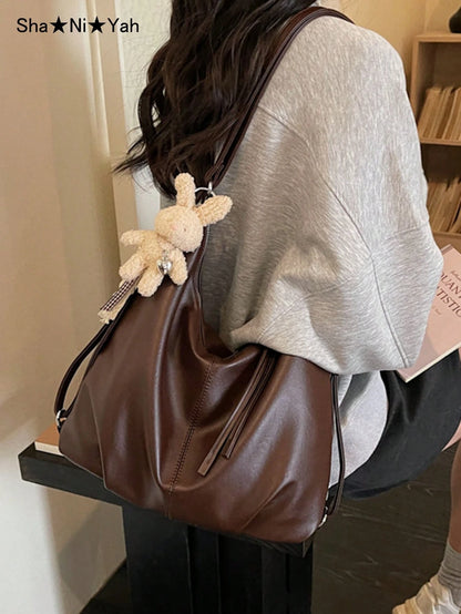 DAZY 2026 New Korean Style Fashion Versatile Vintage Underarm Bag, Women's Casual Tote Bag Large Capacity Shoulder Bag, Suitable For Shopping, Party, Travel, Gift (No Accessories Included)