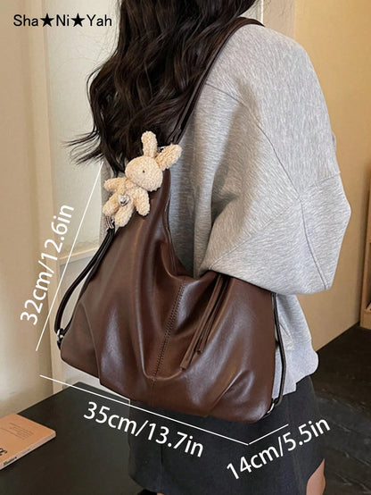 DAZY 2026 New Korean Style Fashion Versatile Vintage Underarm Bag, Women's Casual Tote Bag Large Capacity Shoulder Bag, Suitable For Shopping, Party, Travel, Gift (No Accessories Included)