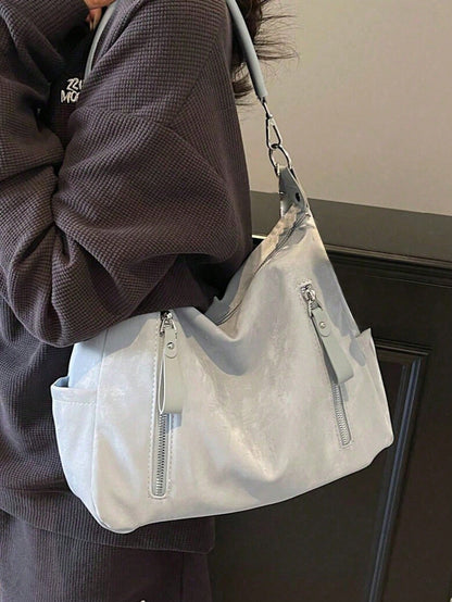 DAZY New Women's Handbag, Large Capacity Commuter Niche Design Shoulder Bag, Casual Versatile Minimalist Fashion Crossbody Bag, Comfortable Material PU Texture Solid Color Design Zipper Closure Adjust