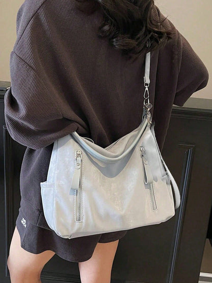 DAZY New Women's Handbag, Large Capacity Commuter Niche Design Shoulder Bag, Casual Versatile Minimalist Fashion Crossbody Bag, Comfortable Material PU Texture Solid Color Design Zipper Closure Adjust