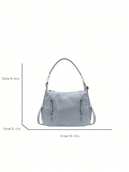 DAZY New Women's Handbag, Large Capacity Commuter Niche Design Shoulder Bag, Casual Versatile Minimalist Fashion Crossbody Bag, Comfortable Material PU Texture Solid Color Design Zipper Closure Adjust